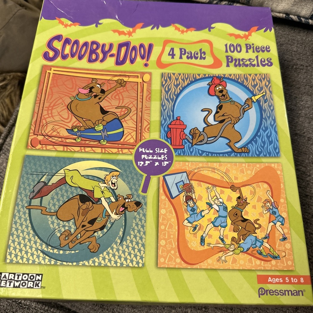 Vintage 2004 Pressman Scooby Doo 4 Pack of 100 Piece Jigsaw Puzzles